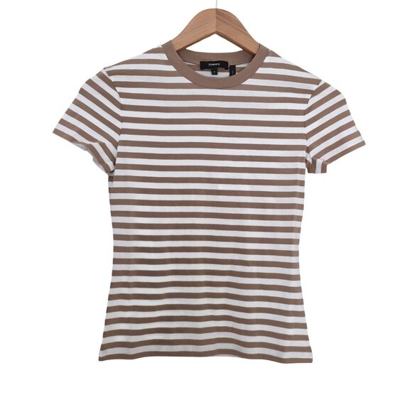 NWT Women's - Theory Striped Tiny Tee, Size Petite - Picture 1 of 8